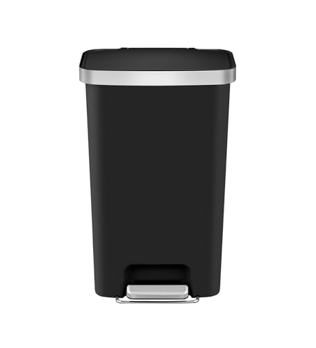 Image of Obsessions EKO 45L Plastic Step Bin with Pedal,Large Capacity Trash Can Ideal for Home, Kitchen and Office,Black