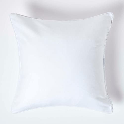 HOMESCAPES - 100% Cotton Plain White Large Cushion Cover - 60 x 60 cm Square - 24 x 24 Inches - White - Sofa Cushion Pillow Cover - Washable