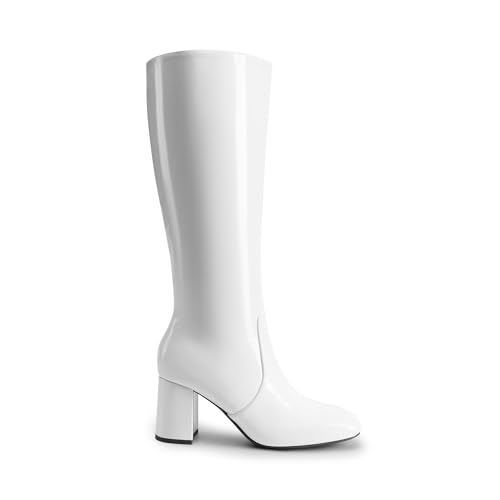 DREAM PAIRS Women's Gogo Boots Square Toe Side Zipper Chunky Heel Knee High Boots For Women2