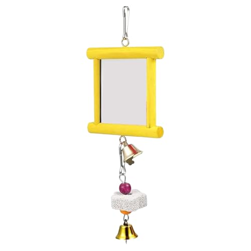 Generisch 2026 Lot de 2 jouets pour poules, enrichissement de la pierre à mâcher, pour enrichir le poulailler, balançoire suspendue + pierres à aiguiser pour l'ennui de la volaille (jaune, taille