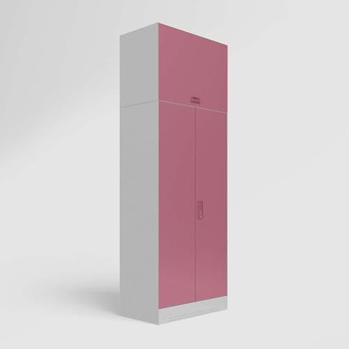 Image of Godrej Interio Almirah Slimline 2-Door Steel Almirah, Cupboard for Clothes (Royal Ivory and Dusty Rose), 1-Year Warranty, 1 Locker, 4 Shelves, Over Head Unit