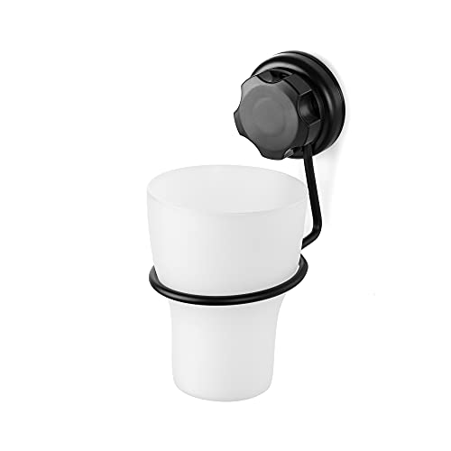 Compactor Verre Porte-Brosse à Dents BESTLOCK Black, Noir, 8x11x15,5 cm, Installation Facile