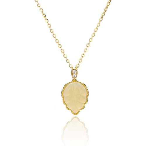 Collier en argent et feuille de jade Hetian, bijou hypoallergénique anti-ternissement