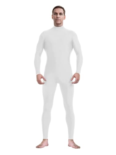 ATHX Men's and Women's Spandex Costume Bodysuit One Piece Skin Suit Jumpsuit Halloween Cosplay Stretchy Body Suit (White, Medium)