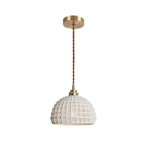 Lustre créatif vintage dôme en laiton et céramique pein
