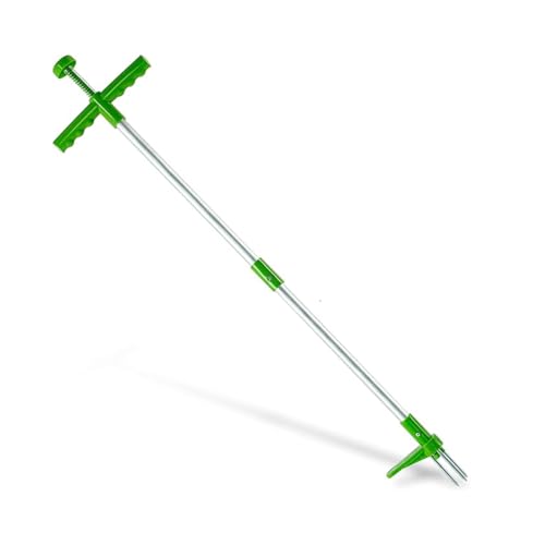 Heavy Duty Weed Puller Tool, 100 cm Long Handle, Twist and Pull Root Remover with Stainless Steel Claws, Green/Black
