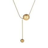 Genérico Collar de cuentas redondas de oro para mujer, lujo ligero, sencillo y adecuado moda INS, collar de diseño esférico con flecos de estilo moda