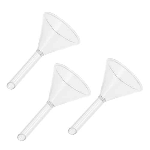 KICHOUSE 3-Piece Glass Scientific Funnels 40mm Wide Mouth Laboratory Filtration and Pouring Tool