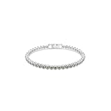 Swarovski Imber Bracciale Tennis, Gioiello con Cristalli Neri, Taglio Round, Montatura a Castone, Chiusura a Scomparsa con Extender, Placcatura in Tonalità Rodio, 16,5-18,5 cm, 0,3 cm