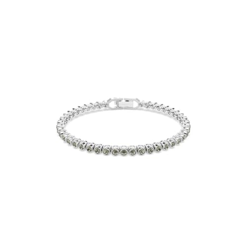 Swarovski Imber Bracciale Tennis, Gioiello con Cristalli Neri, Taglio Round, Montatura a Castone, Chiusura a Scomparsa con Extender, Placcatura in TonalitĂ Rodio, 16,5-18,5 cm, 0,3 cm
