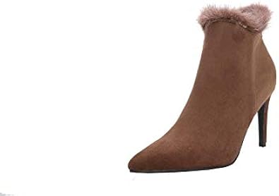 Amazon.com: Mila Señora señaló dedo del pie tobillo con botines de piel  Dressy tacones de aguja : Ropa, Zapatos y Joyería