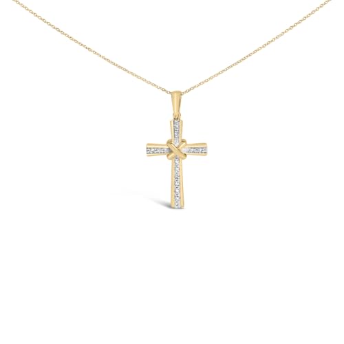 Haus of Brilliance Gold Vermeil Diamond Accent Cross Pendant Necklace