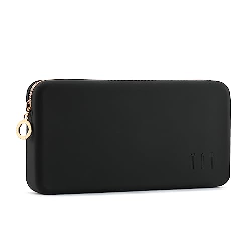 FVION Makeup Bag for Travel Large Silicone Cosmetic Bag, Make Up Brushes Holder Case, Portable Makeup Organiser for Women Girls (Black)