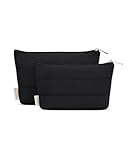 WANDERING NATURE KOSMETIKTASCHE 2 STÜCK SET - KLEINE SCHMINKTASCHE FÜR REISE &AMP; ALLTAG, WASSERDICHT &AMP; LEICHT, ORGANIZER MIT FÄCHERN FÜR FRAUEN, PRAKTISCHES GESCHENK, SCHWARZ