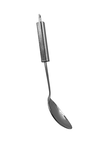 Image of Kitchen Tools Stainless Steel (Food Grade) Heavy Gauge Classic Solid Pan Spoon (Serving Spoon) Chamcha for Serving Rice /Pasta /Subzi (Size 26.7 cm) 1-Piece