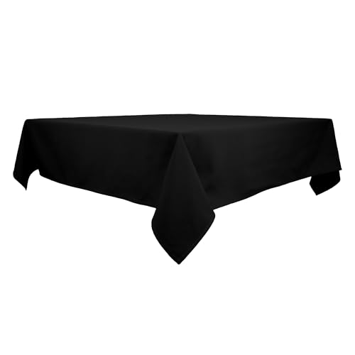 TableLinensforLess Premium 100% MJS Spun Black Square Tablecloth, Commercial Quality, Hemmed Edge, 85 in. Square
