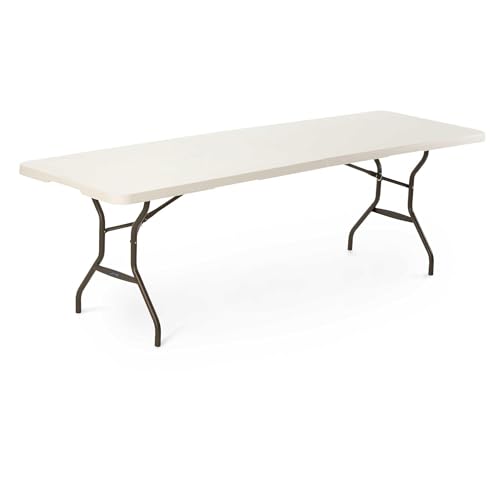 LIFETIME 80270 8 x 2.5 ft (244 x 76cm) 8-10 People Rectangular Light Commercial Fold-in-Half Folding Table