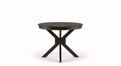 Image of Solid Sheesham Round Wooden Dining & Banquet Table Circular Pedestal Cross Base StylishWalnut Finish Compact Apartment Kitchen Cafe Restaurant Farmhouse Home Studio Office Living Room