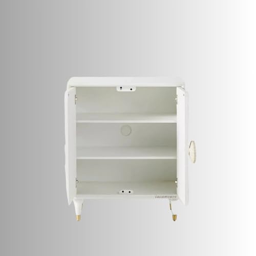 Image of Aerka Wooden Sideboard Cabinet for Living Room | Handcrafted Wooden Cabinet for Storage with Carved Doors | Cabinet for Home | Wooden Storage Furniture for Home | White Distress