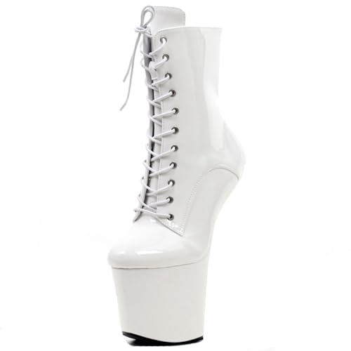 High heels 20cm heelless ankle boots thick-soled mirrored patent leather pole dancing shoes