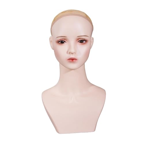 Oshhni Tête de mannequin réaliste avec présentoir pour perruques, maquillage, bijoux, casquettes, foulards, chapeaux, lunettes, bijoux