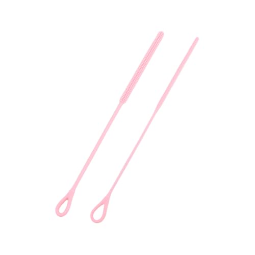 2 Pack Silicone Straw Cleaner Brush 6mm and 9mm Extra Long Reusable Straw Cleaning Brush for Cups Water Bottles and Tumblers Flexible Pipe Cleaners with Hanging Loop Pink