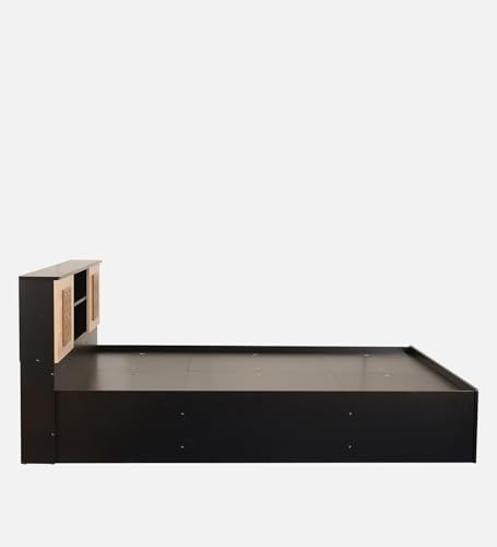 Image of Mintwud Pepperfry Solid Engineered Wood Waltz King Size Bed Without Storage | Space Saving Wooden Palang Furniture | Suitable for Living Room, Bedroom and Hotel (Wenge Finish)