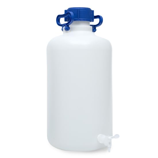 Cole-Parmer Heavy-Walled Narrow-Mouth Carboy w/Spigot and Handle, HDPE: 10L (2.5 gal)