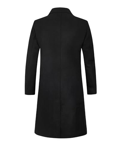 ELETOP Men's Trench Coat Winter Wool Jacket Long Business Overcoat Pea Coat2