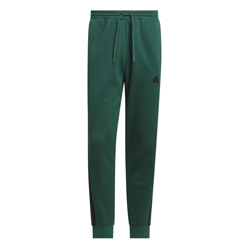 adidas Homme Essential Three Stripes Fleece Pant, Collegiate Green/Black, S adidas Homme Essential Three Stripes Fleece Pant, Collegiate Green/Black, S