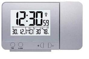 Projektionswecker, Digitalprojektionsuhr mit Wetterstation, Innen- / Außenthermometer, USB-Ladegerät, Doppelwecker für Schlafzimmer,