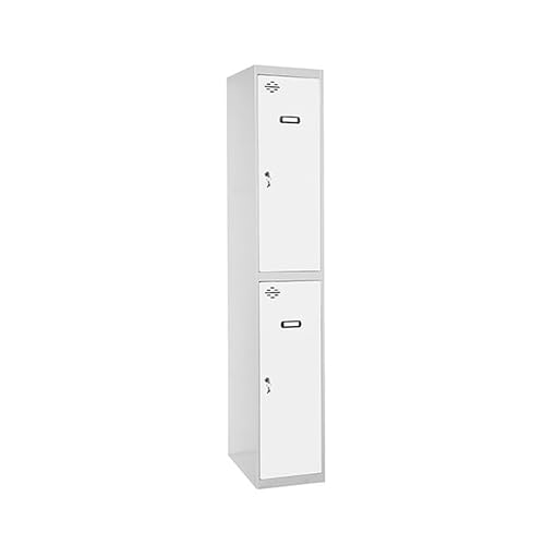 Simon Rack Taquillas Vestuario Metalicas, 2 Puerta, Incluye Llave, 1800x300x500 mm, Gris/Blanco - Simonlocker