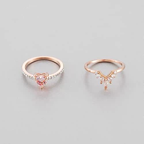 1.5 Carat Bridal Ring Set Heart Cut Cubic Zirconia Wedding Rings Curved CZ Engagement Stackable Rings for Women (Size 7)2