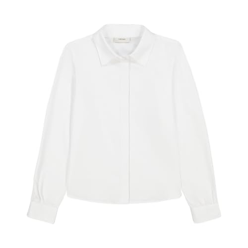 Calvin Klein Girls' Long Sleeve Dress Shirt, Tailored Button-Front Collared Sateen Blouse, Formal Top for Special Occasions, White, 10 - image 1