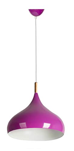 Suspension luminaire moderne avec douille à culot E27, style nordique, 35 cm de diamètre, couleur fuchsia 45193