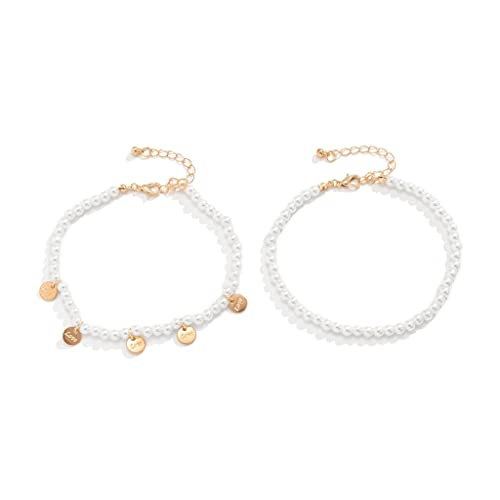 Tobilleras con Monedas Multicapa: Pulsera para Pie de Playa para Mujer