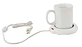 HOME-X White Mug with Mug Warmer Set, Coffee Accessory for Home or Office, Small Electric Coffee Mug Plate Warmer, Heated Mug Coaster, 3 1/2' D x 4' H, White