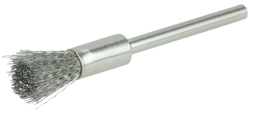 Image of Weiler 26114 Miniature Wire End Brush, 5 /16 inch, 0.05 inch Stainless Steel Fill, 1 /8 inch Stem, Made in The USA (Pack of 144)