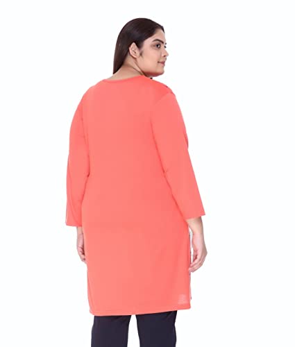 Image of In Love Women's Plus Size Printed Long Tops, Round Neck 3 /4 Sleeve Relaxed Fit Longline T-Shirt Tunic