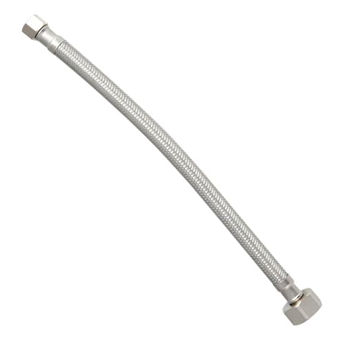 Mokleba 16-Inch Toilet Water Supply Line 3/8 Compression x 7/8 Ballcock Brass Nut SUS304 Stainless Steel Braided Hose Durable Toilet Inlet Connector with Anti-Leaking EPDM Gasket FL003-16
