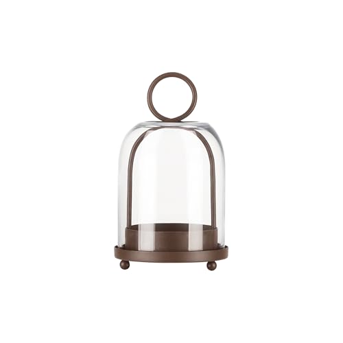 ガラスドーム付きハンギングキャンドルホルダー、装飾用チェーン付き, インテリア装飾, 多肉植物・観葉植物用 (茶色, 11x19cm)