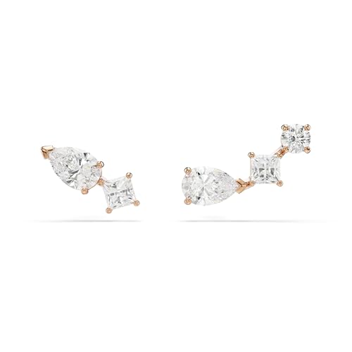 Swarovski Clous d'oreilles Mesmera, Design asymétrique, Blanches, Placage de ton or rosé