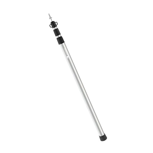 伸縮式ビーチテントポール - オーニングポスト、折りたたみ式シャフト|トラベルカバー用3.0m高耐久延長パイプ、防錆テントスタビライザーキット、コンパクト収納ギア、ビーチサンシェード設置用簡単ツール(ブラック、シルバー)