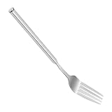 Tenedor extensible - Mango largo de acero inoxidable - Utensilios de comida de metal con tenedor extensible, para el hogar, oficina, escuela, cena, almuerzo, fruta, postre, hornear, barbacoa, camping