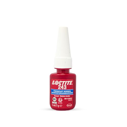 Loctite 243, frein filet résistance normale, frein filet bleu pour blocage et étancheité des fixations filetées, Flacon 5 ml - aspect bleu