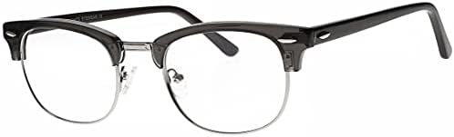 KRT Distributions Real Glass Reading Glasses Club Style Frame with Clear Magnifying Lenses, 1.00 to 3.00 Diopter