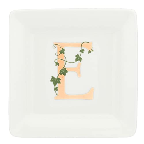 La Porcellana Bianca - Piattino Quadrato Lettera E - Arredo Casa, Cucina - Linea Adorato - Idea Regalo - Porcellana - 10x10xh1,5 cm