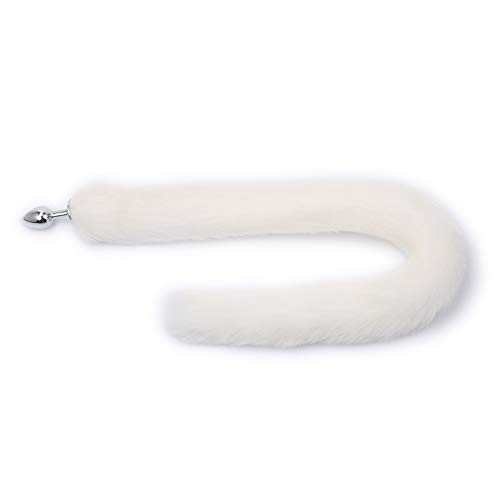 Plug fox tail white long : fausse queue de renard blanche pour déguisement et fétichisme