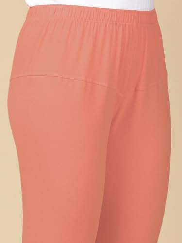 Image of Lux Cozi PYNK Solid Premium Cotton Lycra Churidar Leggings for Women | Regular Fit Elastic Waist Full Length Women Leggings | Free Size