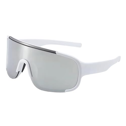 Image of Windproof Wraparound Shield Sports Sunglasses for Men Women Stylish | UV Protected Durable Mirrored Cricket Driving Cycling Riding Goggles | Anti Glare Cooling Shades
